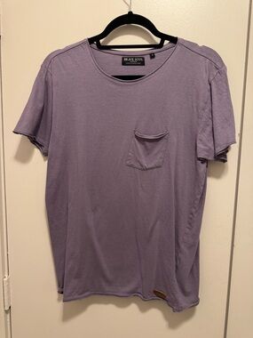 Brave Soul Men’s Small Purple Pocket T-Shirt Minimalist Streetwear Crew Neck Tee